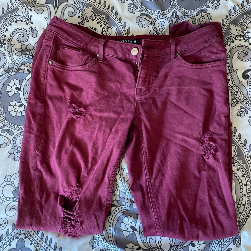 Vigoss Maroon Skinny Jeans Women's